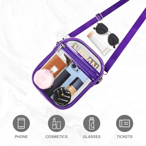 Image of Fibrdoo Clear Crossbody Purse Bag, Clear Bag Stadium Approved with Front Pocket for Concerts Sports Festivals