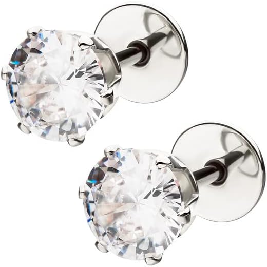 ComfyEarrings CZ 6mm LARGE Crystal Prong Stud Earrings With Comfortable Flat Backs