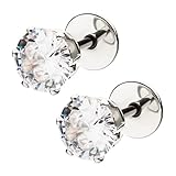 ComfyEarrings CZ 6mm LARGE Crystal Prong Stud Earrings With Comfortable Flat Backs