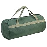 Bolsa de Ferramentas Multifuncional em Lona Grossa 45x20 cm, Bolsa Cilíndrica com Zíper de Boca Larga e Alça de Transporte, Resistente e Ideal para Armazenamento e Organização de Ferramentas