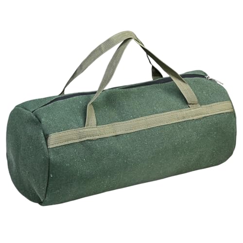 Bolsa de Ferramentas Multifuncional em Lona Grossa 45x20 cm, Bolsa Cilíndrica com Zíper de Boca Larga e Alça de Transporte, Resistente e Ideal para Armazenamento e Organização de Ferramentas