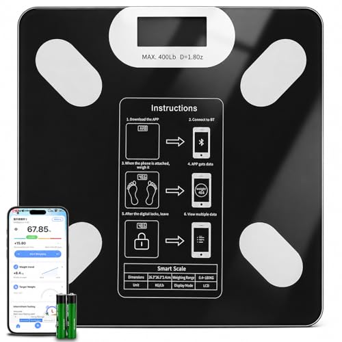 Báscula digital para baño y grasa corporal 400 lb negra