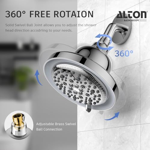Image of ALTON FLT40520, 6-INCH, 7-Function, 15-Stage LED Shower Head Filter For Hard Water With Shower Arm and Flange | Water Softener For Bathroom | Silver