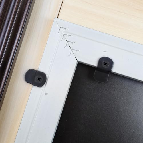Image of 40pcs 1 /8 inch Depth Flat Offset Canvas Clips Black Metal Photo Frame Clips with Screws Z Shape Mirror Clamps Heavy Duty Offset Mirror Clips for Picture Framing