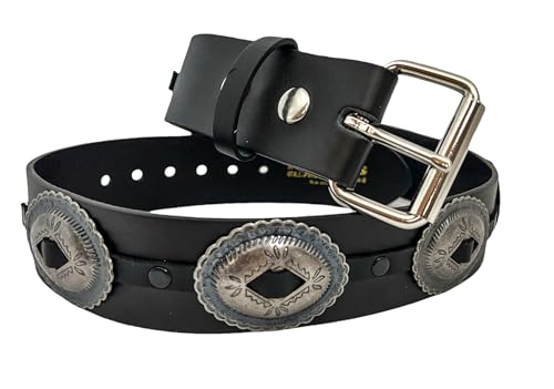 Oval Concho Belt Made In USA Real Leather Punk Goth Thrash Metal