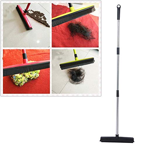 Balai télescopique caoutchouc nettoyage tapis poils animaux manche réglable - 4