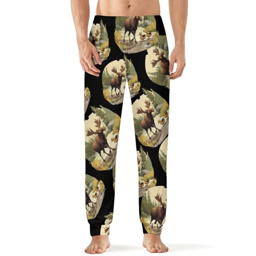 Duck Moose Men's Pajamas Pants Lightweight Sleep Lounge Pant Pjs Bottoms Casual Sleepwear