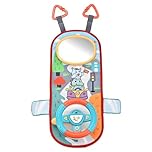 Nuiorfty Rear Facing Car Seat Toys, 360° Rotation Baby Steering Wheel Toy with Mirror, Music, Lights and Driving Sounds, 12 Months+ Kids Steering Wheel for Car Backseat, Green