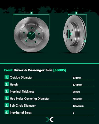 Image of SCITOO Brake Kits Front Rear Disc Brake Rotor & Pads:53005;53006;D1084;D967 | Fit For Chrysler For Aspen 2007-2009,For Dodge For Durango 2007-2009,For Ram 1500 2006-2010,For Ram For 1500 2011-2018