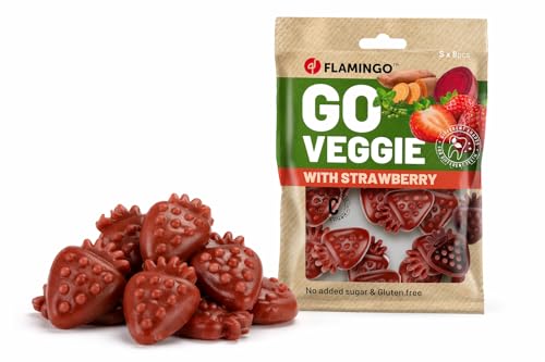 Flamingo Leckerli Hund – Veggie Erdbeere Rot – 120g – glutenfrei – kalorienarm – Zahnpflege Snack