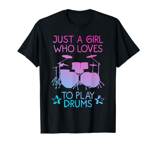 Funny Drummer Art For Girls Women Drumming Drum Set Drummer T-Shirt