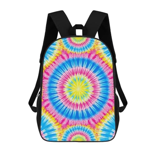 Shoulder BookBags Tie Dye Yellow Pink Sports Outdoor Running, Camping Backpack Men Women