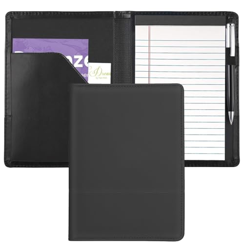 Image of Padfolio /Portfolio Binder, Mini Padfolio Portfolio Binder 5 x 8 Legal Writing Pad, A5 Document Organizer Folder for Men Women,Classic Black.