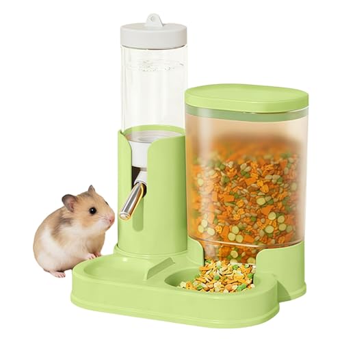 Marchul 2-in-1 Hamster Water Bottle and Feeder 80ml Hamster Water Bottle - Leak-proof Hamster Automatic Food Dispenser for Guinea Pig Rat Rabbit Gerbil