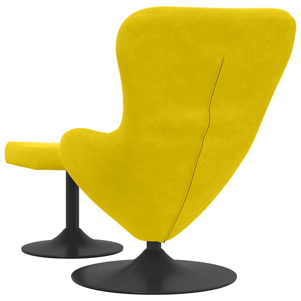Fauteuil lounge avec repose-pieds en velours jaune, fauteuil de relaxation moderne avec pied pivotant à 360 degrés, fauteuil rembourré confortable pour salon, chambre à coucher, bureau