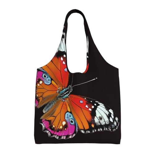 Canvas Tote Bag for Women Shoulder Tote Purse Reusable Grocery Bag Pretty butterfly Aesthetic Shopping Bags