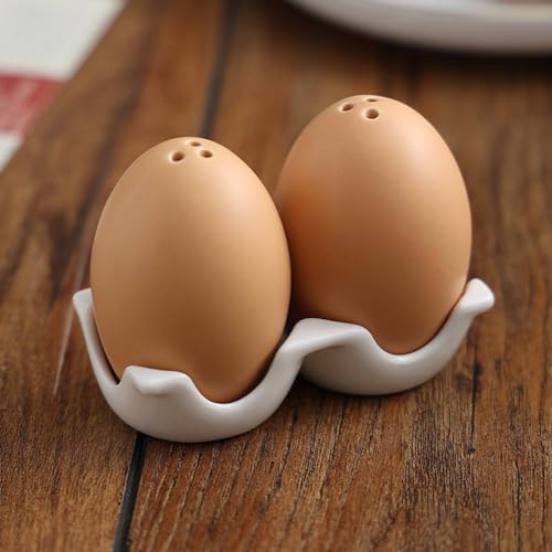 Kqcibz 500435951 Pepper Shaker Set, Bamboo Salt Shakers Mini Brown Egg Shaped Shakers thumb #4