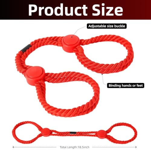 Image of Rope Handcuffs Bracelets 2 Pcs Sex Restraints Ankle Cuffs BDSM Bondage Adjustable Handcuffs Anklets Sex Toys Cotton Ropes Wrist Cuffs Beginner Fetish Adult SM Game for Women (red)