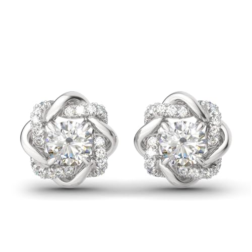 Image of Jeulia Flower Rose Gold Plated Earrings 925 Sterling Silver Cushion Cut Cubic Zirconia Stud Earrings for Women