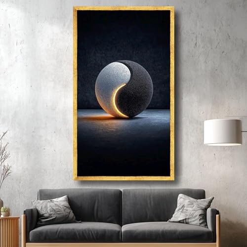 Tableau sur toile Yin Yang abstrait 40x70cm avec cadre intérieur