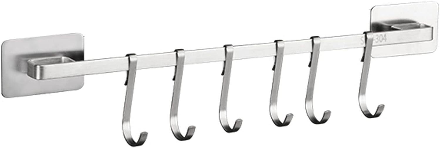 Utensil Rack,Kitchen Hanging Rail,Wall Mounted Utensil Racks,Kitchen Hanging Rail,Kitchen Utensil Holder, Wall Mounted Pot Rack with 6 Hooks, Stainless steel Kitchen Utensil Organizer Rack (Size : 35c