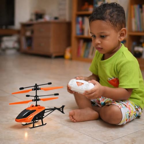 Image of Remote Control Helicopter Toy for Kids | Rechargeable RC Flying Chopper with Hand Sensor Auto Lift & Up /Stop Function | Best Gift Indoor & Outdoor Play Toy | Color May Vary