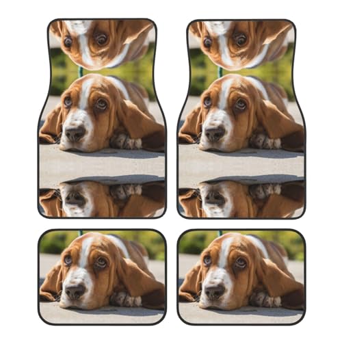 Tapis de voiture universels Basset Hound auto berline SUV camionnette jeu de 4 pièces