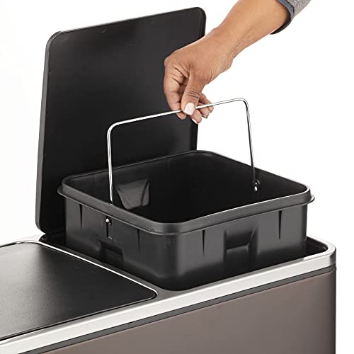 mDesign bote de basura metálico 60 litros doble compartimento miniatura 5
