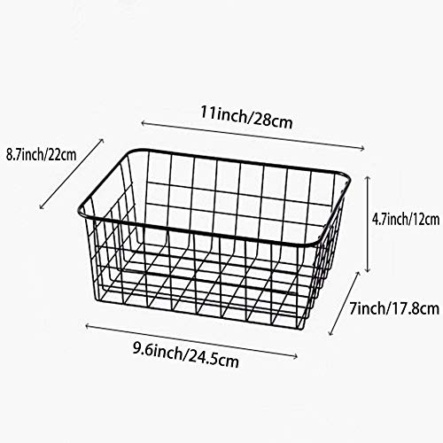 ZRAZ Kitchen Wire Baskets Farmhouse Decor Metal Food Storage Organizer, Household Refrigerator Bin with Built-in Handles for Cabinets, Pantry, Bathroom, Laundry Room, Garage,Set of 4 (Black) - Image 3