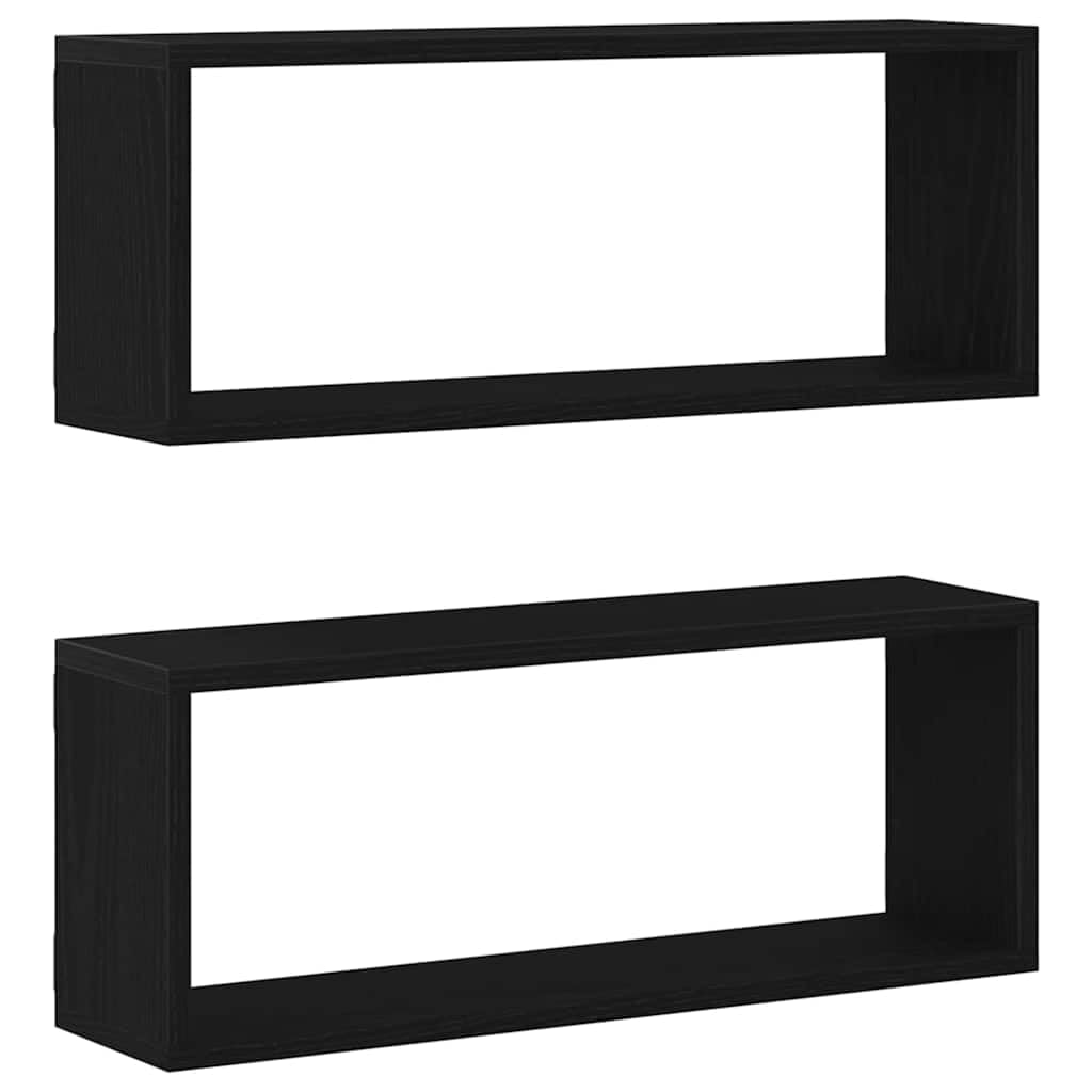 Wandregal Set 2er Schwarz Eiche 60x15x23 cm Modernes Bücherregal aus Engineered Holz Platzsparendes Design für Wohnzimmer Schlafzimmer und Büro