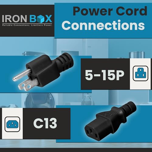 Image of IronBox Electric - Heavy-Duty 5-15P to C13 Power Cord - 3 Prong 15A 125V 14 /3 SJT PC Cable - Cord for Computer, Monitor, Subwoofer, Amplifier - Cable for Power Supply - (White 2 Foot)