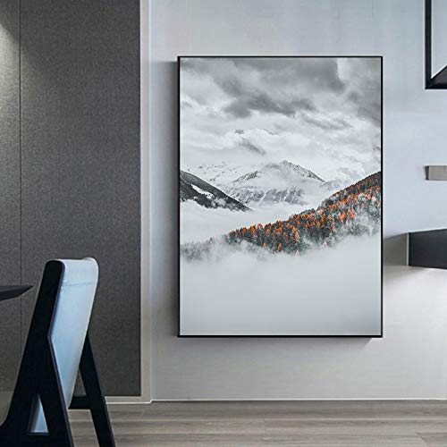 Peinture Toile Montagne Moderne pour Salon Cosy Décoration Murale Chaleureuse