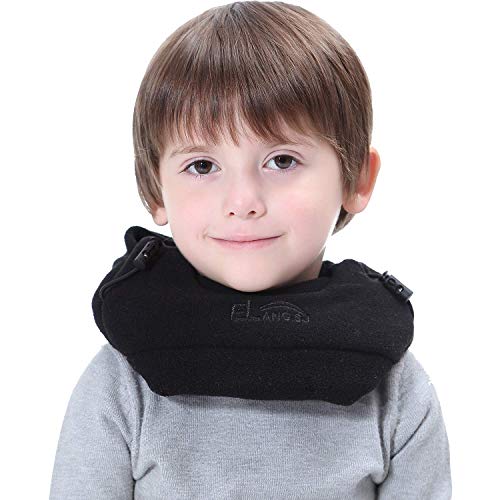 VJOLI Unisex Kinder Winter Mütze Jungen Mädchen Kapuzenschal, 5 in 1 Hut mit Warmen Schal Ski-Outdoor Sport Winter Schlupfmütze Cap 2-15 Jahren (Schwarz)