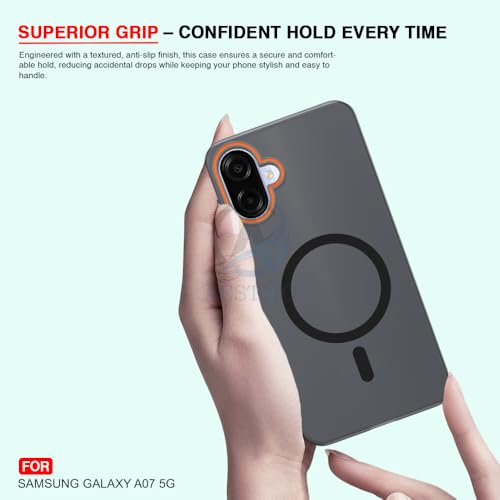 Image of AESTMO Samsung Galaxy A07 / M07 / F07 / F70E 5G Back Cover | Slim Hard Shell | Matte Frosted Hard Back Translucent Back Cover for (Compatible with MagSafe Accessories, Black)