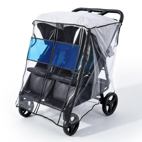 Universal Double Stroller Rain Cover, Easy Access, Durable, More Clear