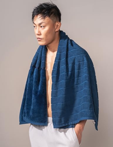 Image of DAMENSCH 100% Cotton Towel, Super Soft Towels for Bath Large Size, Ultra Absorbent, Quick Dry Towel for Women, Long Lasting Colours Towels for Bath Men-Nightfall Blue