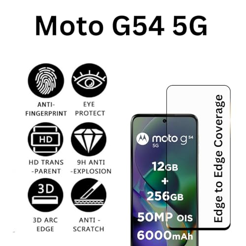 Image of compatible with Motorola Moto G54 / G64 / G14 5G Tempered Glass [with warranty] screen protector guard Full Edge to Edge 9H Full Glue FHD with Easy Installation kit (Moto G 54 / G 64 / G 14)