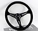Nardi Steering Wheel - Deep Corn - 350mm (13.78 inches) - Black Suede Leather with Red Stitching - Classic Horn Button - Part # 6069.35.2094