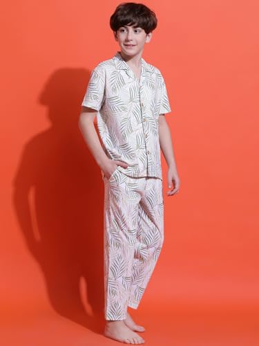Image of Li'l Tomatoes Boys 100% Cotton Night Suit | Summer Printed Shirt & Shorts Set | Soft & Breathable Sleepwear | 9-16 Years