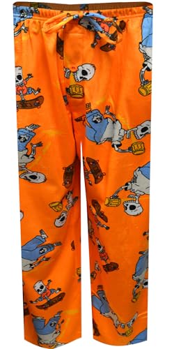 Briefly Stated Mens Homer Simpson and Bart Halloween Skeletons Silky Fleece Lounge Pants