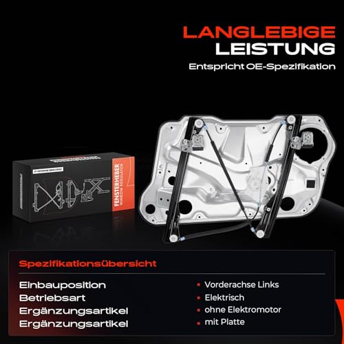 Frankberg Fensterheber Mit Grundträger Vorne Links Kompatibel mit B-o-r-a 1J2 1J6 Golf IV 1J1 1J5 1997-2006 1J4837461H