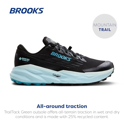 Brooks Brooks Women’s Cascadia 19 GTX Waterproof Mountain Trail Running Shoe - Black/Ebony/Blue Flower - 5 Medium
