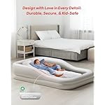 QPAU Larger Inflatable Toddler Travel Bed, Portable Kids Air Mattress with Built-in Bumpers, Fast Electric Pump, Separate Mattress Design, for Home, Grandma's, Camping, and Vacation, Grey - Image 2