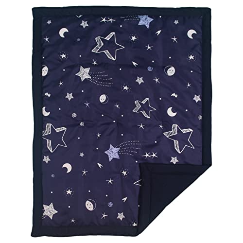 Belsden 3 Piece Crib Bedding Set For Baby Boys Girls, Classic Nursery Bedding Essential Including Comforter, Crib Sheet And Crib Skirt, Ultra Soft Cozy, Star Navy #TOP4