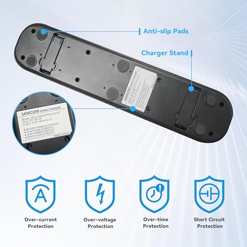 Image of SAMCOM FPCN10A Walkie Talkie Six-Way Multi Unti Gang Charger Station | Individual 6 Charging Dock,LED Indicators, AC /DC Adapter, Multiple Protection for SAMCOM 10A Walkie Talkies and Batteries