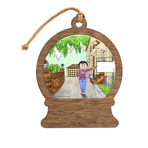 PrintedPerfection.com Personalized New Home - Female Wooden Snow Globe Shaped Christmas Ornament