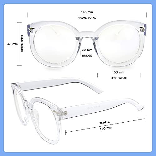 Image of zeroUV - Round Retro Oversized Sunglasses for Women with Colored Mirror and Neutral Lens 53mm