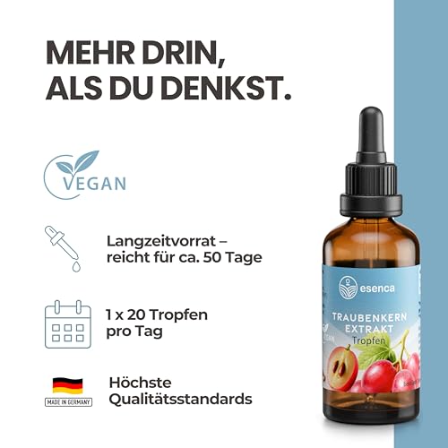 OPC Traubenkernextrakt-Tropfen – 50 ml – Hochkonzentriert aus französischen Weintrauben – Vegan & Alkoholfrei – aus Deutschland