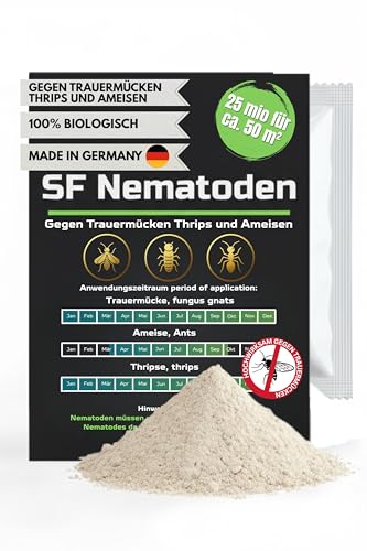 SF- Nematoden 25 Mio (250 Pflanzen/50m) gegen Trauermücken Thrips Weiße Fliege mit Fadenwürmern effektive Schädlingsbekämpfung