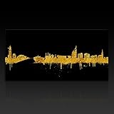 Kunstbruder Bremerhaven Skyline - Gold (div. Größen) 3D 4cm - Kunstbild Druck auf Leinwand 100x200cm